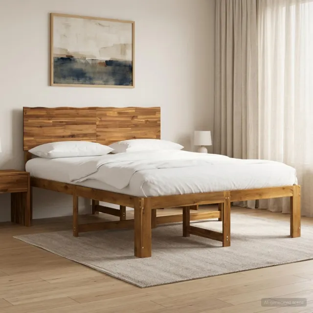 vidaXL Tweepersoonsbed met hoofdeinde ROSTOCK Naturel 137 x 190 cm