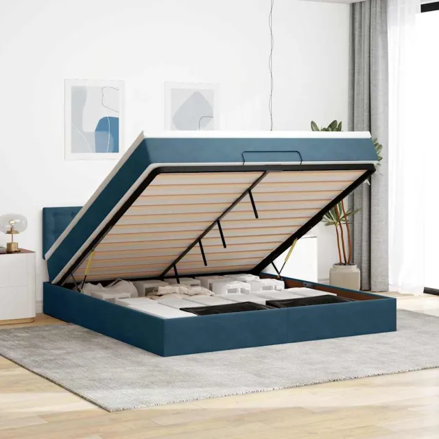 vidaXL Ottoman bed met matras 180x200 cm fluweel donkerblauw blauw