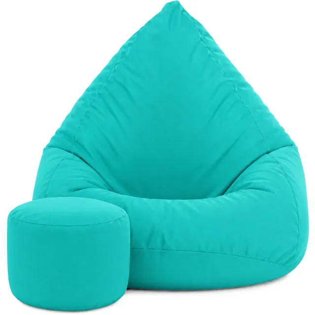 Cronen Comfortabele Zitzak Poef Oxford met Voetenbank - Binnen & Buiten blauw