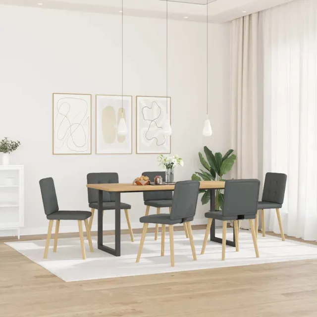 vidaXL Eetkamerstoelen 6 st stof donkergrijs