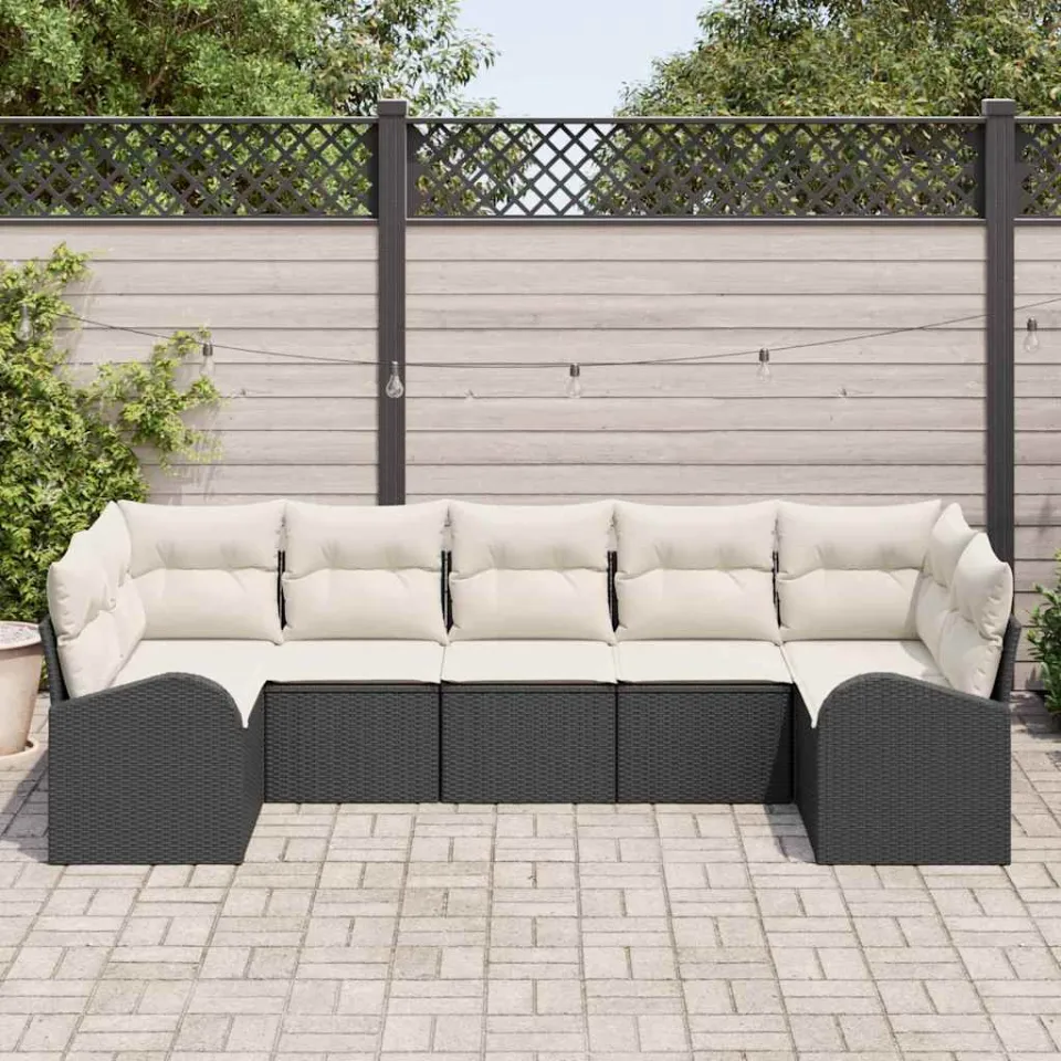vidaXL Tuin Sofa Set 7 st 7-zits Zwart poly rattan, foto 3