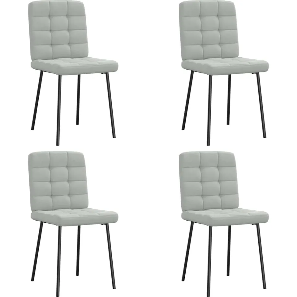 vidaXL Eetkamerstoelen 4 st fluweel lichtgrijs grijs, foto 3