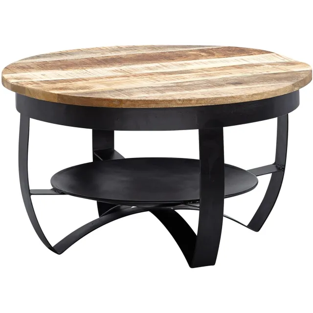 Cosmo Casa Salontafel - Massief mangohout - IJzeren onderstel - 60 x 60 x 34 cm Zie omschrijving