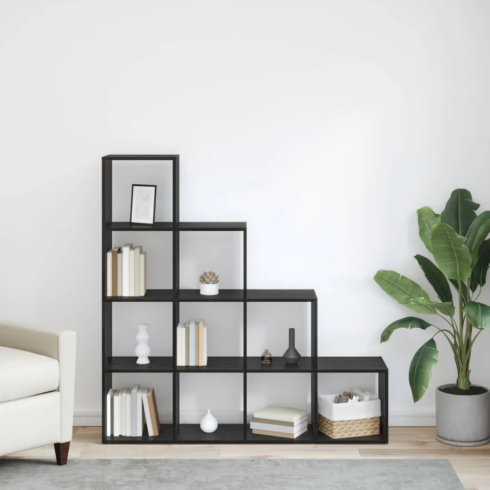 vidaXL Kamerscherm Boekenkast 10-laags 131,5 x 29 x 131,5 cm zwart, foto 3