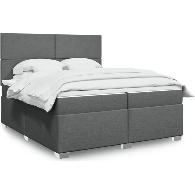 vidaXL Boxspring met matras stof donkergrijs 200x200 cm grijs