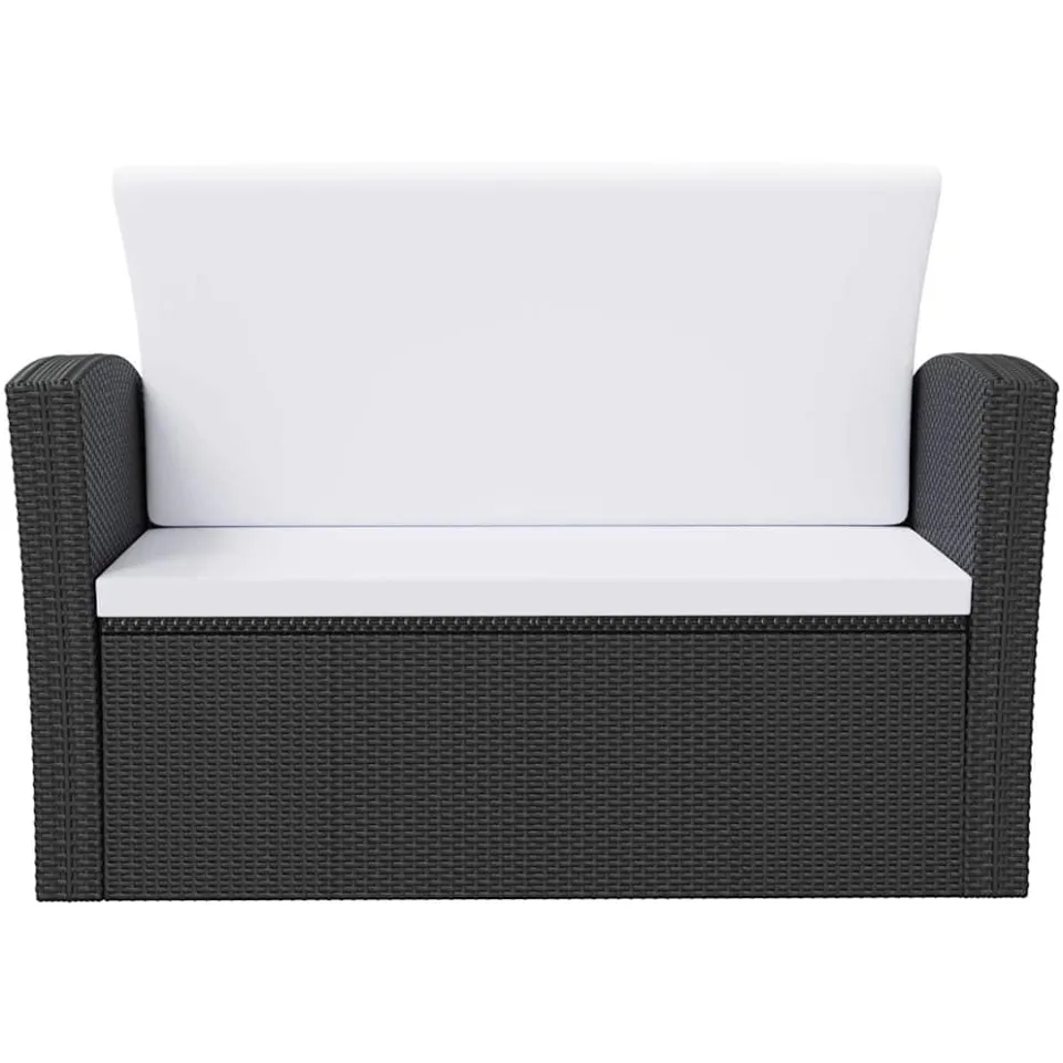 vidaXL 8-delige Loungeset met kussens poly rattan zwart, foto 4