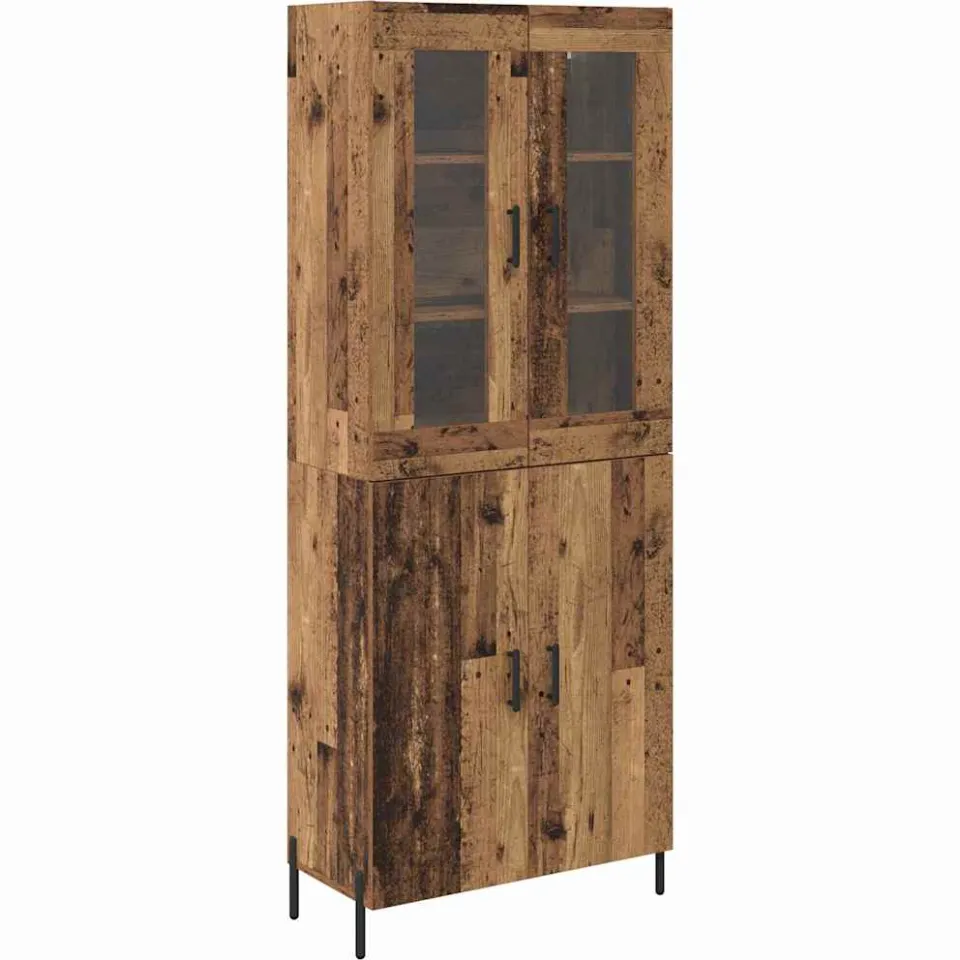 vidaXL Highboard Oud Hout 69,5 x 34 x 180 cm Bewerkt hout bruin, foto 3