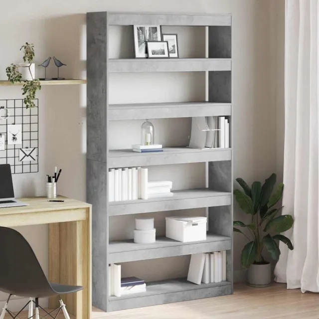 vidaXL Boekenkast 6-laags 100 x 30 x 198 cm Bewerkt hout Beton Grijs