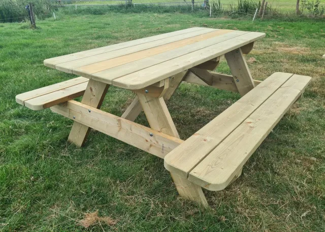 Oudshoorn meubels Picknicktafel 8 Personen 200 cm – Geïmpregneerd Hout – Handgemaakt – Weerbestendig – Compleet Gemonteerd – Tuin & Terras groen