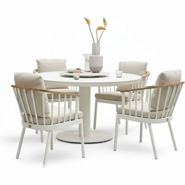 Apple Bee Condor Dining Tuinset Ø 140 cm | 5-delig | Oyster | Melville Tafel