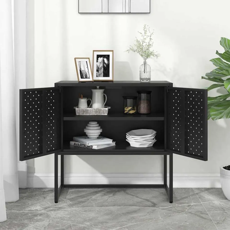 vidaXL Dressoir 75x35x75 cm staal zwart, foto 3