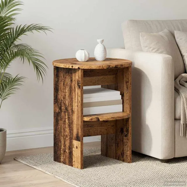 vidaXL Bijzetkast Oudhout Ø40 x 50 cm Geconstrueerd hout Bruin