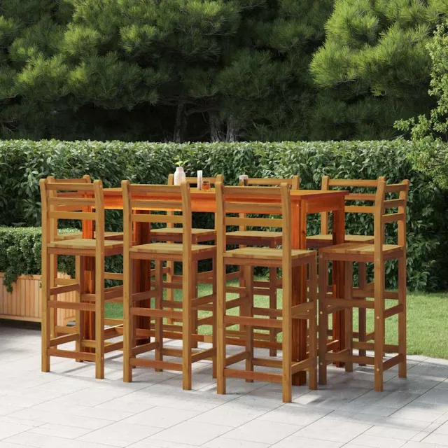 vidaXL 9-delige Tuinbarset massief acaciahout bruin, foto 2