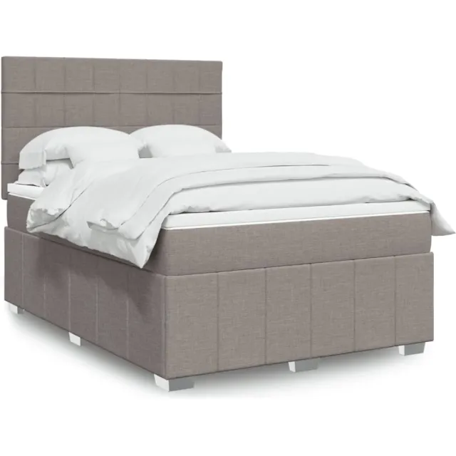 vidaXL Boxspring met matras stof taupe 140x190 cm