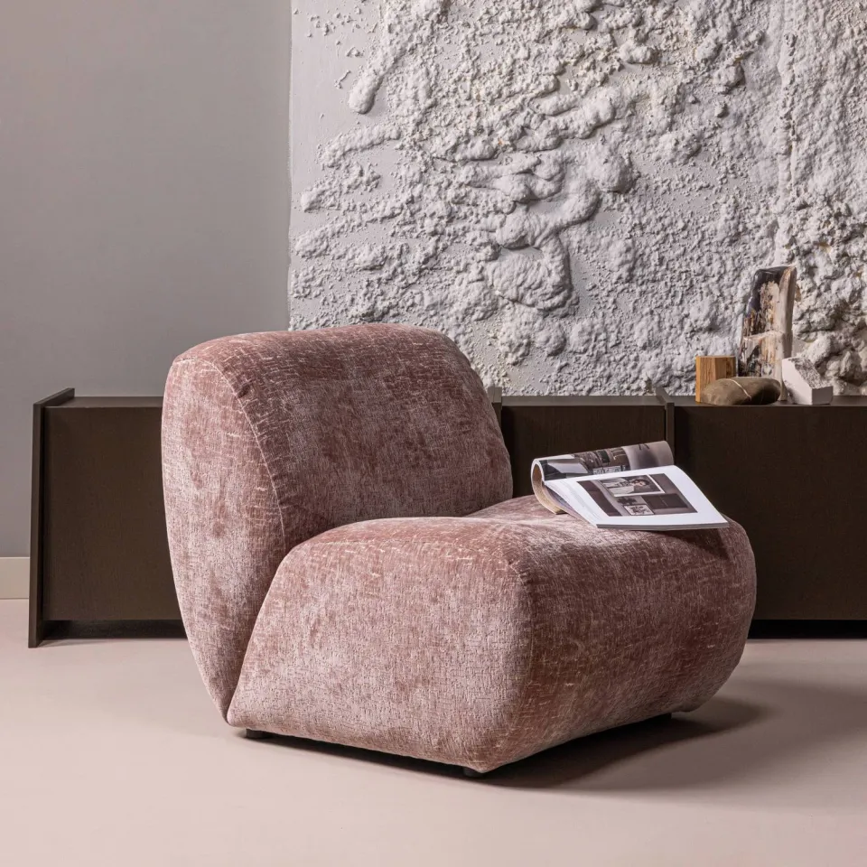 WOOOD Nomu Fauteuil Craquelé - Velvet - Lichtblauw - 74x76x92, foto 2