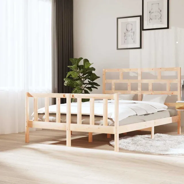 vidaXL Bedframe massief grenenhout 160x200 cm bruin