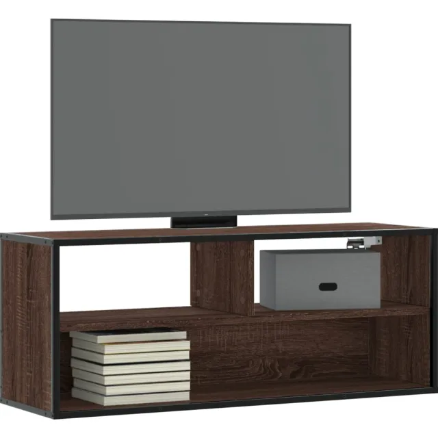 vidaXL Tv-meubel 100x31x39,5 cm bewerkt hout metaal bruin eikenkleurig