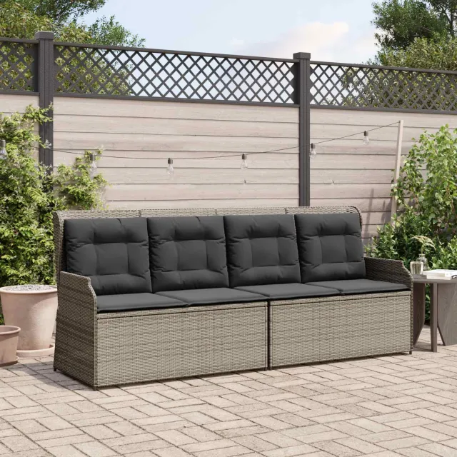 vidaXL Tuinbank 2-zits Grijs poly rattan, foto 2