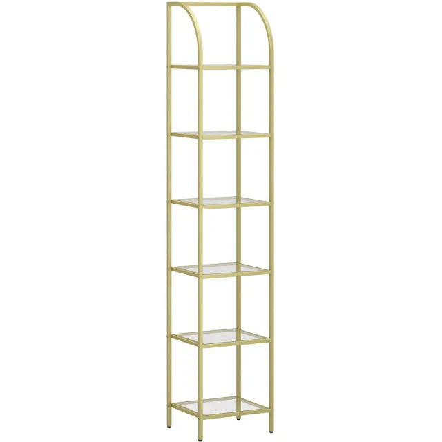MC Select Boekenkast - Vitrinekast - Glas - Metaal - 30 x 35 x 178,5 cm - Goud