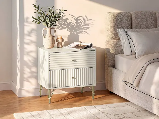 Vente-unique Nachtkastje 2 lades - Beige - LOUREO