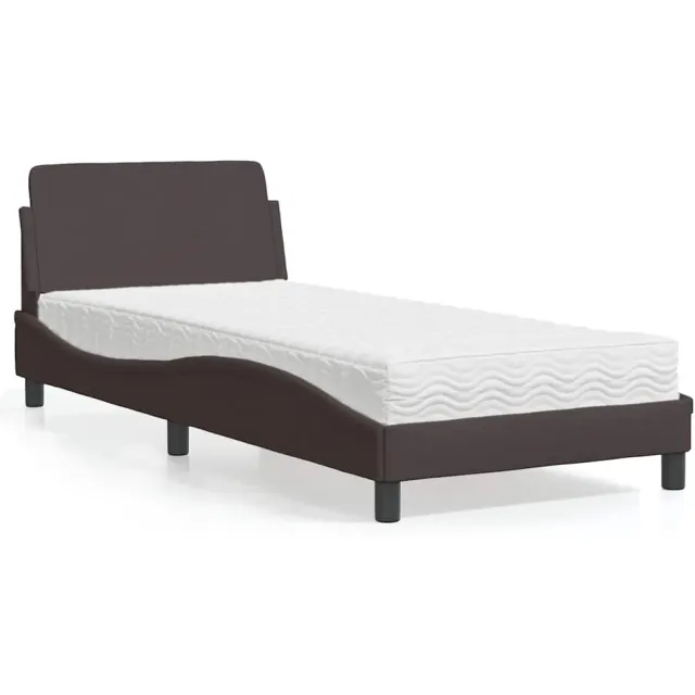 vidaXL Bed met matras "Dover" stof donkerbruin 80x200 cm