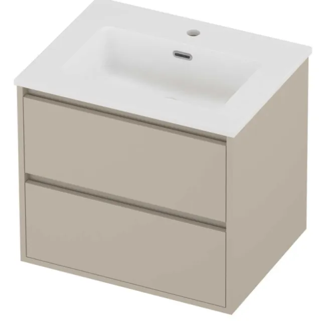 Proline Tribute Badmeubelset Porselein Elegant 1 Gat 60x46x54 cm Mat White Soft Linen Beige