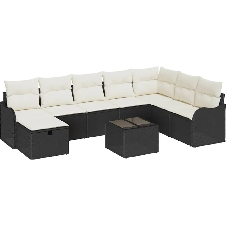 vidaXL Tuin Sofa Set 9 st Zwart poly rattan
