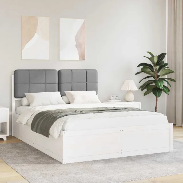 vidaXL Bedframe met Gevoerd Hoofdgedeelte Lichtgrijs 140 x 200 cm