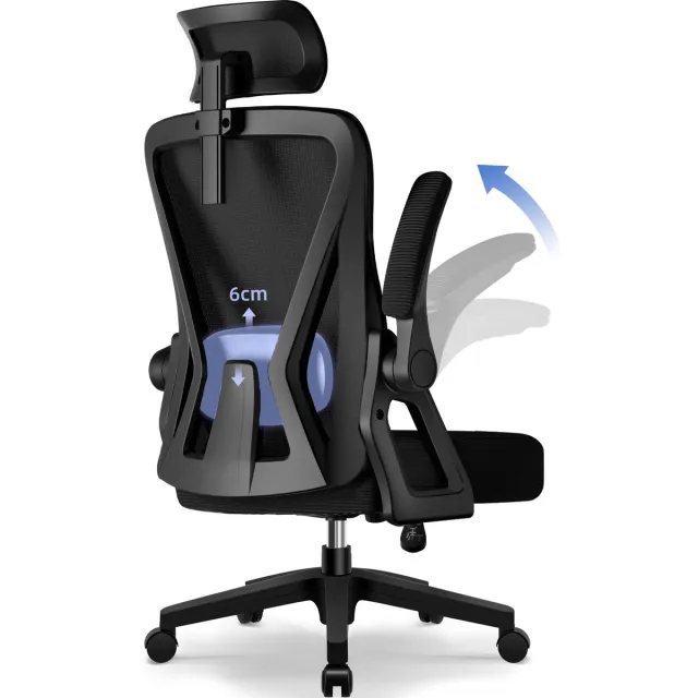 Hiaonyx Bureaustoel – Ergonomische Stoel met Verstelbare Rugleuning en Lendensteun – Comfortabel voor Thuis en Kantoor - Zwart