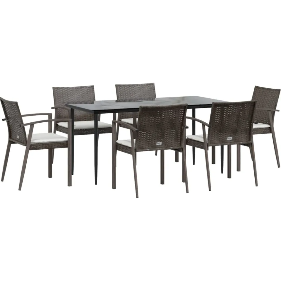 vidaXL 7-delige Tuinset met kussens poly rattan en staal, foto 3