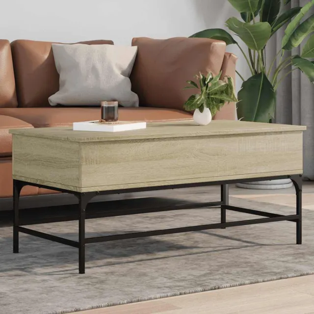 vidaXL Salontafel 100x50x45 cm bewerkt hout en metaal sonoma eiken, foto 2