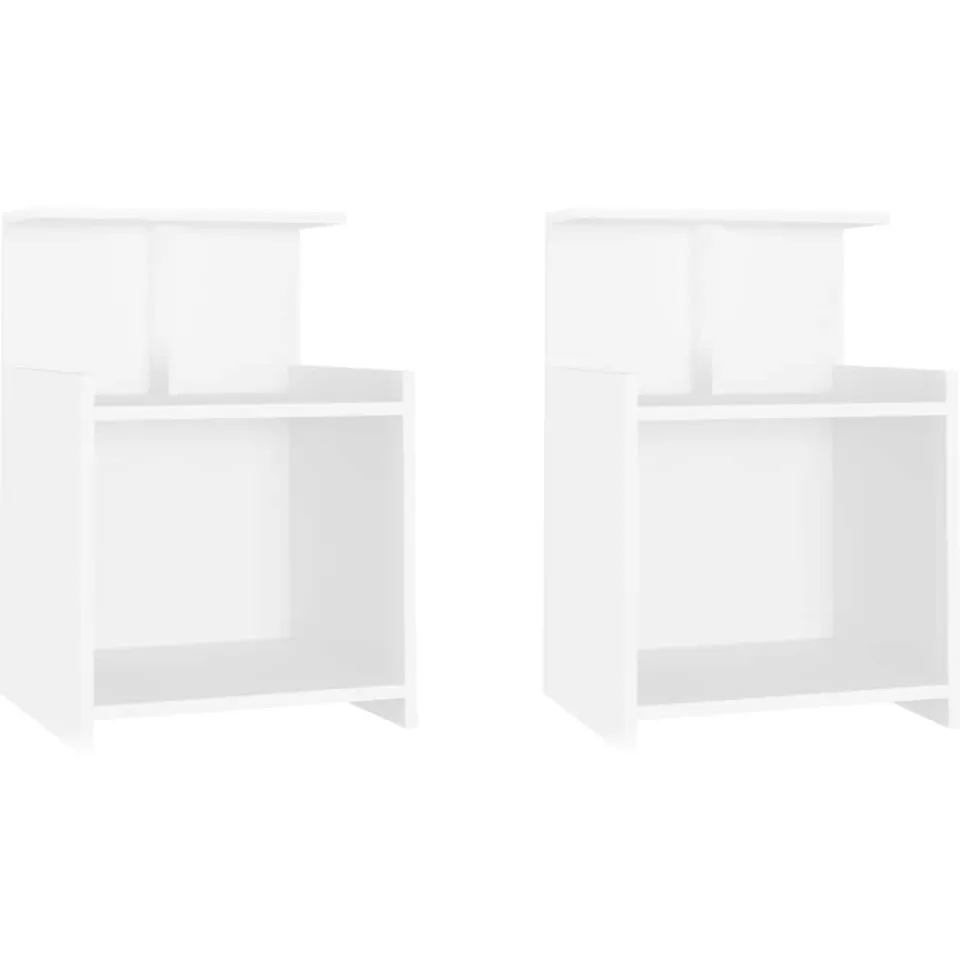 vidaXL Nachtkastjes 2 st 40x35x60 cm bewerkt hout wit, foto 3