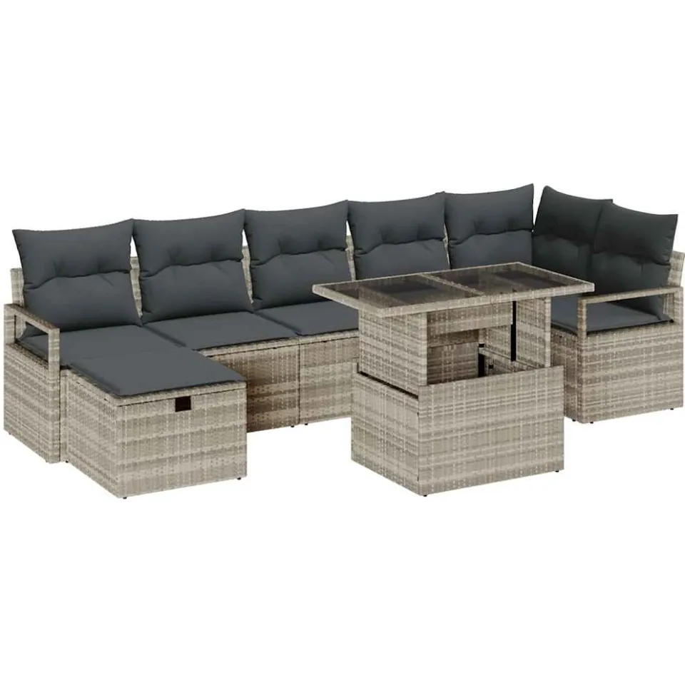vidaXL Tuin Sofa Set 8 st poly rattan beige