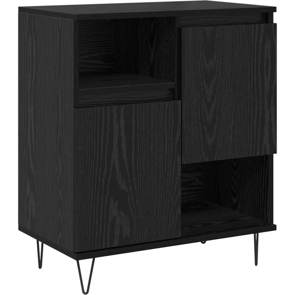 vidaXL Dressoir Zwart Eiken 60 x 35 x 70 cm, foto 3