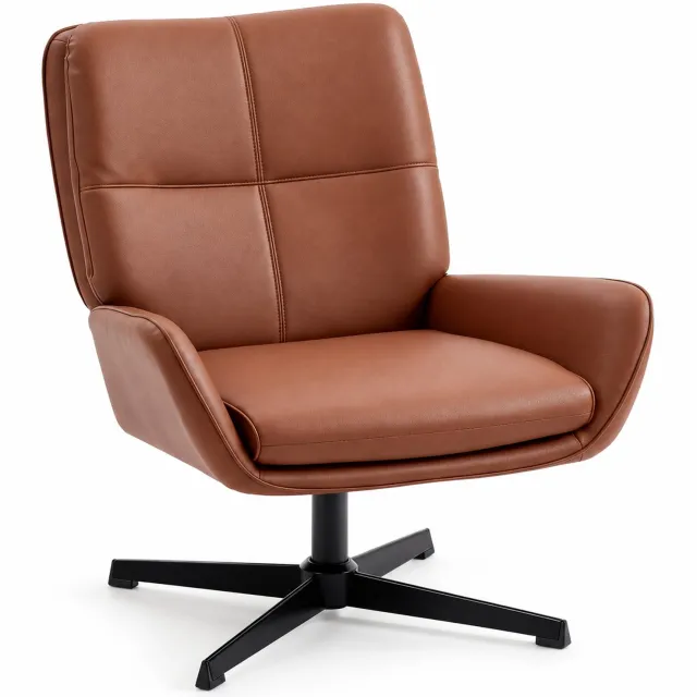 Luxevo Fauteuil – 360° Draaibaar – PU Leer – Draaistoel met Armleuningen - Bruin