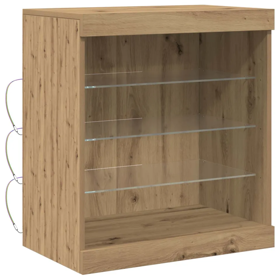 vidaXL LED Sideboard Artisan Eiken 60,5 x 37 x 67 cm Bewerkt hout, foto 3