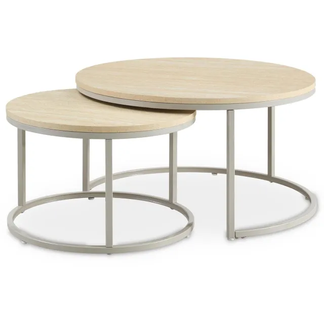 IDIMEX Salontafelset TOURS, set van 2 ronde tafels – Cappuccino bruin
