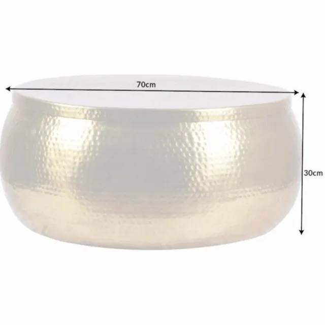 Invicta Interior Ronde salontafel ORIENT STORAGE 70cm goud metaal met opbergruimte gehamerd ontwerp handgemaakt - 40231