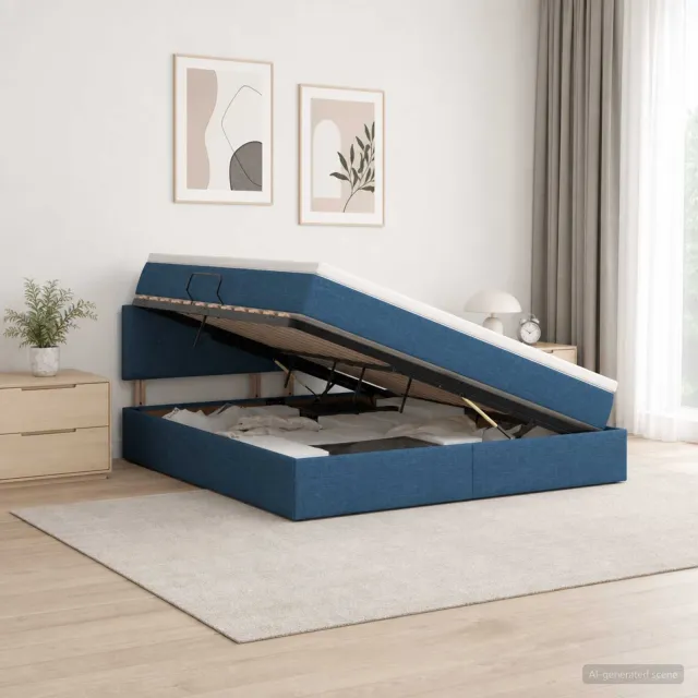 vidaXL Opbergbed met matras met hoofdeinde Blauw 160 x 200 cm fluweel