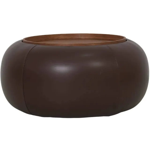 Giga Meubel Salontafel Draby - Rond Donkerbruin/Walnoot - Incl. Opbergruimte - Ø73cm