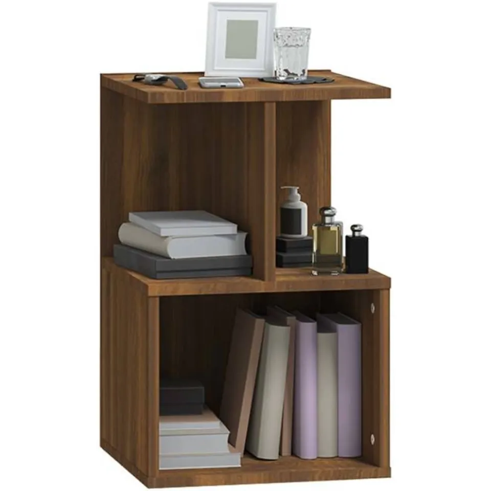 vidaXL Nachtkastjes 2 st 35x35x55 cm bewerkt hout bruin eikenkleur, foto 2