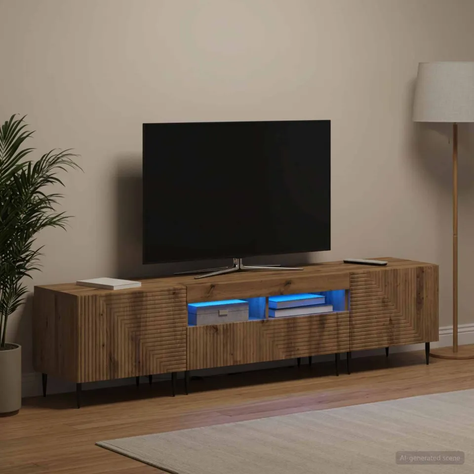 vidaXL 3-delige LED TV-kast Artisanaal eiken Bewerkt hout, foto 3