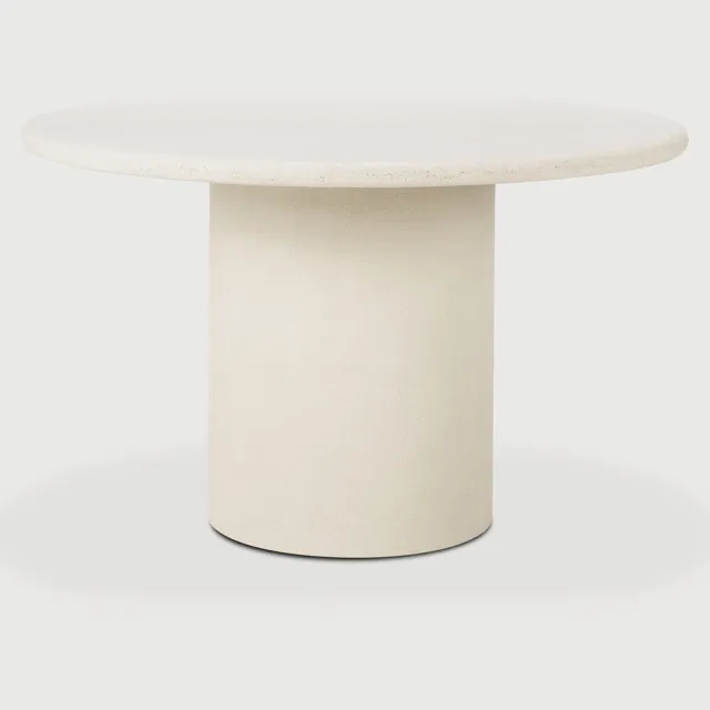 Ethnicraft Ronde Eettafel 'Elements' Microcement, 125cm, kleur Off White