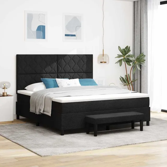 vidaXL Boxspringbed met hoofdeinde Zwart 180 x 200 cm Stof