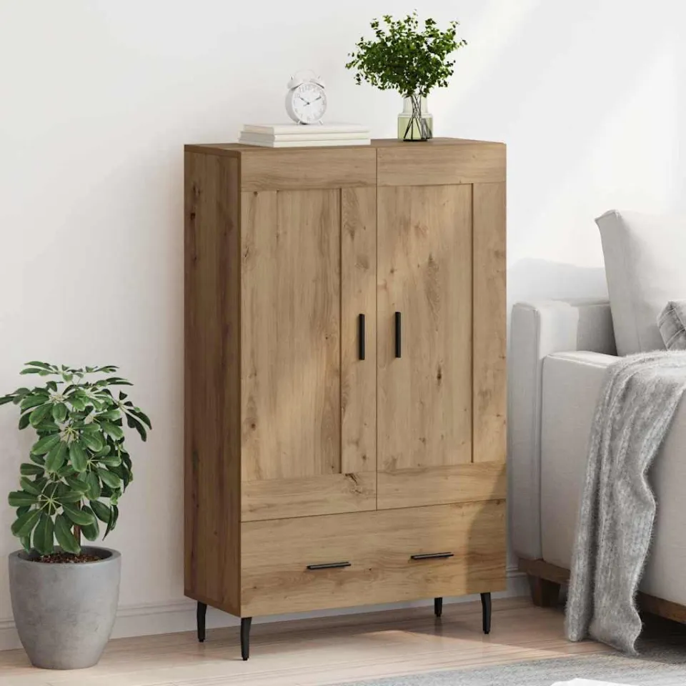 vidaXL Highboard Artisan Eiken 69,5 x 31 x 115 cm Bewerkt hout, foto 4