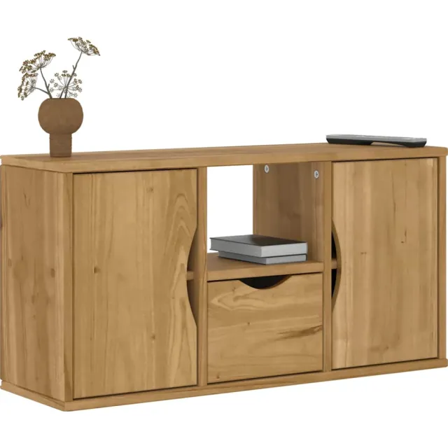 vidaXL Tv-meubel met lade ODDA 79x24x40 cm massief grenenhout Bruin