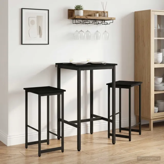 vidaXL Barkruk 2 st Zwart eiken 40 x 32 x 74 cm Bewerkt hout, foto 2