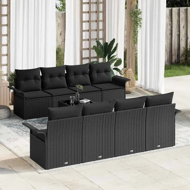 vidaXL Tuin Sofa Set 9 st Zwart poly rattan, foto 2