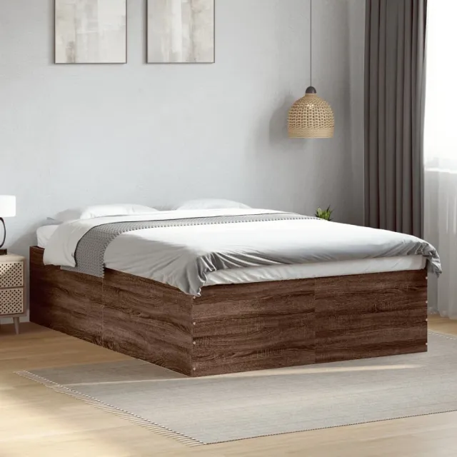 vidaXL Vloerbedframe Bruin eiken 120 x 200 cm Engineered wood