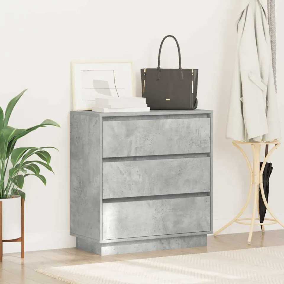 vidaXL Nachtkastje Beton Grijs 71 x 34,5 x 75 cm Bewerkt hout, foto 4